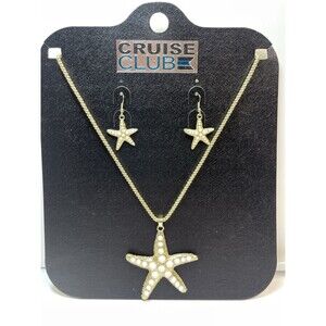 Cruise Club Starfish Necklace And Earring Set New